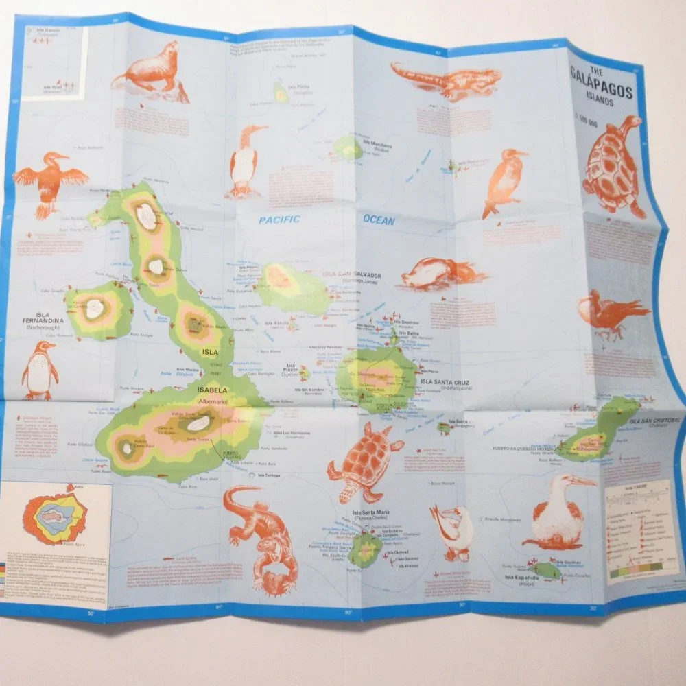 Vintage Galapagos map and post cards